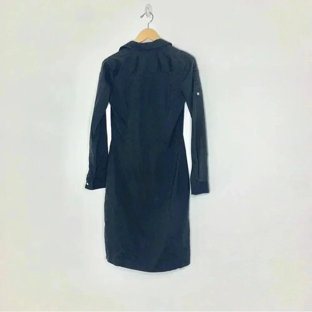 Theory black collared midi shirt dress long sleeve sz 6 - Picture 9 of 10